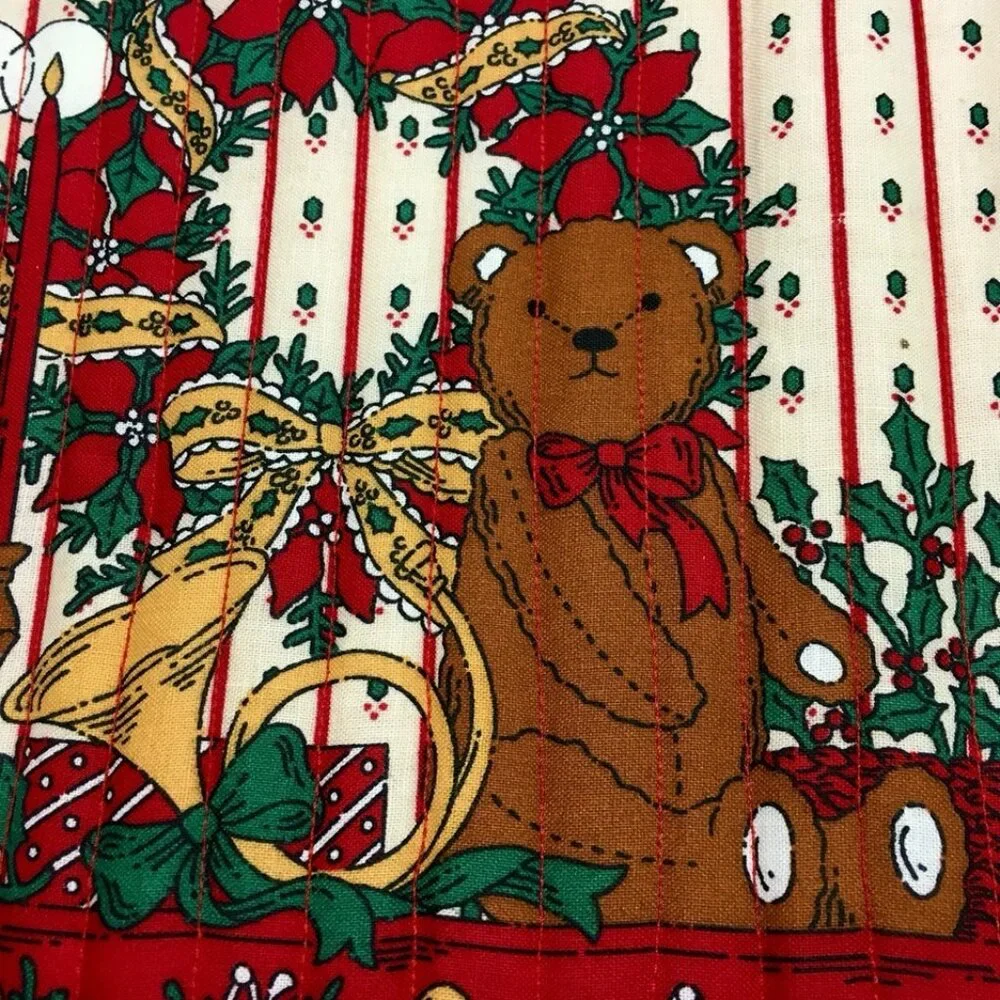 VTG 4 Quilted Holiday Placemats11”x15” 4 Matching Napkins Christmas Santa Angels